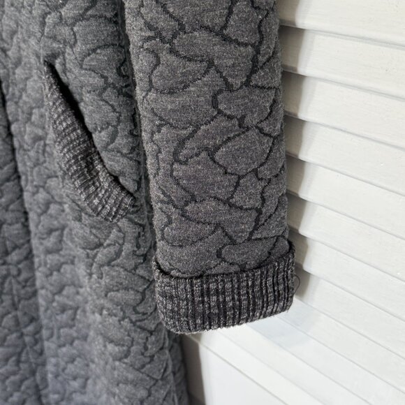 Vintage Dark Iron Gray Textured Button-down Long Trench Coat - Picture 2 of 14